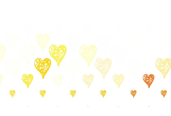 ライトブルー 美しい心を持つ黄色のベクトルテクスチャ 抽象的なイラストで美しいお祝いスタイルの心 バレンタイン広告や小冊子のパターン — ストックベクタ