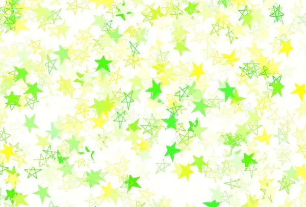Hellgrüne Gelbe Vektorschablone Mit Himmelssternen Verschwommenes Dekoratives Design Einfachen Stil — Stockvektor