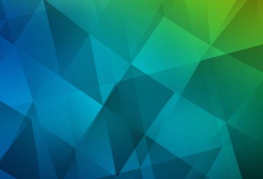 Açık mavi, yeşil vektör çokgen arka plan. Çokgen biçiminde, gradyan ile renkli çizimler. Dizaynınız için üçgen desen.