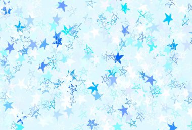 Yılbaşı yıldızlı açık mavi vektör deseni. Yıldızlı parlak renkli illüstrasyon. İş ilanınız için akıllı tasarım.