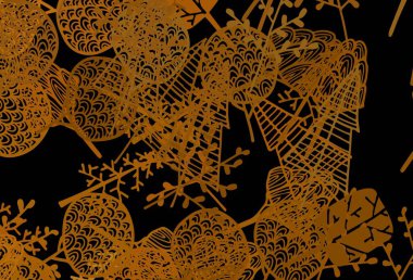 Koyu turuncu vektör şekilli ağaçlar, dallar. Eğimli soyut renkli ağaçlar. Web siteniz için Doodle tasarımı.