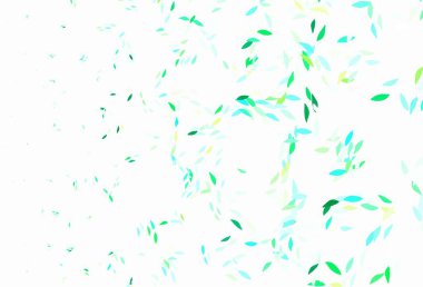 Açık mavi, yeşil vektör yapraklı zarif şablon. Yapraklarla karalama tarzında renkli çizimler. Duvar kağıtları, boyama kitapları için desen.