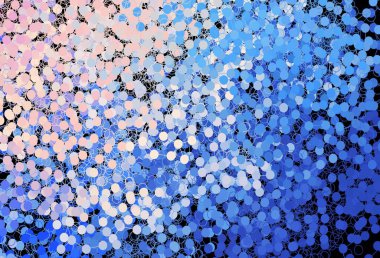 Koyu pembe, diskli mavi vektör dokusu. Soyut arka planda bulanık kabarcıklar ve renkli gradyan. İş ilanınız için tasarım.