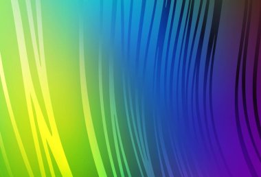 Bükülmüş çizgileri olan ışık çok renkli vektör deseni. Renkli çizgileri ve şekilleri olan bir örnek. Broşürler, broşürler için doku.