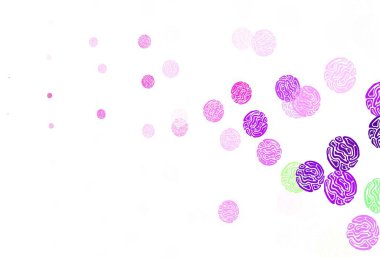 Açık yeşil, diskli kırmızı vektör dokusu. Soyut arka planda bulanık kabarcıklar ve renkli gradyan. Reklamlar, broşürler için desen.