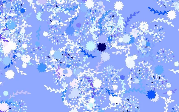 Hellrosa Blauer Vektor Doodle Hintergrund Mit Blumen Rosen Blumen Natürlichem — Stockvektor