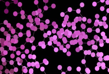 Koyu pembe vektör arka planı ve yapay zeka formları. Yapay zekanın bağlantı ve noktalarıyla soyut illüstrasyon. Poster ve teknoloji sembolü.