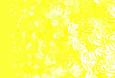 Açık sarı vektör soyut desenli yapraklar. Karalama tarzında yaprakları olan belirsiz bir çizim. Duvar kağıtları, boyama kitapları için desen.