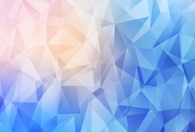 Açık Pembe, Mavi vektör üçgen mozaik arka plan. Çokgen biçiminde, gradyan ile renkli çizimler. Dizaynınız için üçgen desen.