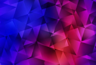 Koyu mavi, kırmızı vektör soyut mozaik desen. Soyut ve üçgenli renkli çizimler. İşiniz için yepyeni bir tasarım..