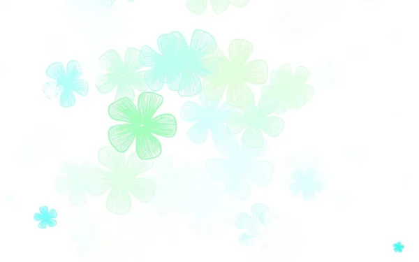 ライトブルー 花と緑のベクトルエレガントなパターン カラフルな抽象的なドアの花のイラスト 手描きのウェブ チラシのデザイン — ストックベクタ