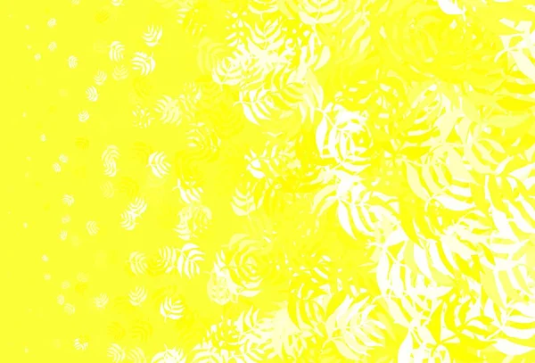 Padrão Abstrato Vetor Amarelo Claro Com Folhas Uma Vaga Ilustração — Vetor de Stock