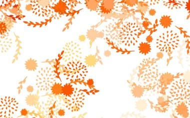 Açık Turuncu vektör arkaplanı, çiçekli, güllü. Beyaz arka planda eskiz karalama çiçekleri. İşiniz için en iyi tasarım..