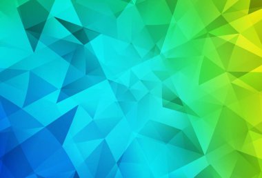 Açık mavi, yeşil vektör eğimli üçgen dokusu. Zarif üçgenleri olan soyut çizimler. İş tasarımınız için yepyeni bir tarz.