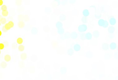 Açık mavi, daireli sarı vektör şablonu. Renkli su damlaları olan modern soyut çizimler. İş ilanınız için tasarım.