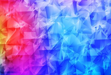 Açık mavi, kırmızı vektör eğimli üçgen dokusu. Üçgenlerden oluşan parlayan çokgen çizimler. Broşürünüz için yepyeni bir tasarım..