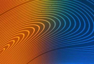 Koyu mavi, kıvrımlı sarı vektör desenli. Renkli çizgileri ve şekilleri olan bir örnek. Markan için yeni kompozisyon.