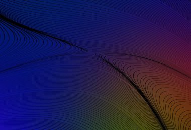 Koyu mavi, çizgileri olan sarı vektör arkaplan. Eğimli çizgileri olan zarif parlak bir illüstrasyon. Tasarımınız için basit şablon.