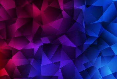 Koyu mavi, kırmızı vektör çokgen arkaplan. Yarım ton şeklinde, üçgenli yaratıcı illüstrasyon. Bir markanın arkaplanı için desen.