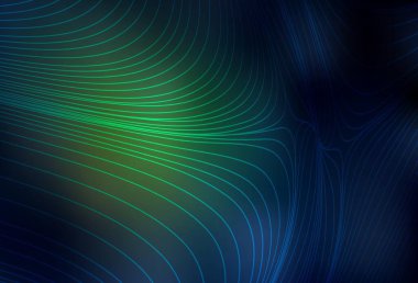 Bükülmüş çizgileri olan koyu yeşil vektör düzeni. Basit eğri biçiminde parlak renkli bir illüstrasyon. Marka kitabı için şık bir desen.