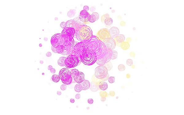 Rosa Claro Padrão Doodle Vetor Amarelo Com Rosas Ilustração Colorida — Vetor de Stock