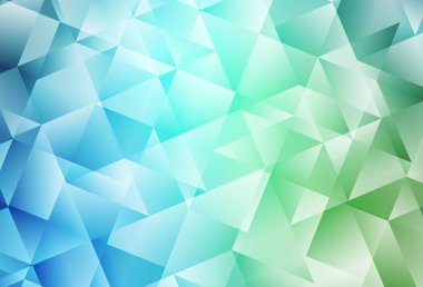 Açık mavi, yeşil vektör soyut mozaik arkaplan. Üçgenli parlak renkli çizimler. İş tasarımınız için yepyeni bir tarz.