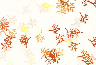 Açık Kırmızı Vektör Sakura ile doğal sanat çalışması. Yapraklar ve dallarla karalama tarzında renkli çizimler. İşiniz için en iyi tasarım..