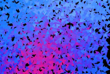 Koyu pembe, mavi vektör deseni üçgen biçiminde. Üçgenli soyut gradyan çizimi. Broşürler, broşürler için desen