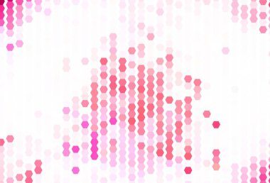 Altıgen şekilli açık kırmızı vektör düzeni. Altıgen tarzda ışıldayan soyut çizimler. Web sitesi posterleri, afişler için tasarım.