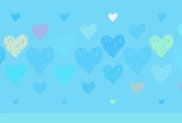 Azul Claro Fondo Verde Vector Con Corazones Ilustración Con Formas — Vector de stock