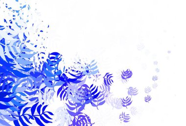 Açık mavi, yapraklı yeşil vektör zarif desen. Yapraklarla karalama tarzında renkli çizimler. Web ve broşürler için elle boyanmış tasarım.