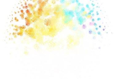 Açık mavi, sarı vektör yapraklı zarif şablon. Beyaz arka planda Hint tarzı dekoratif tasarım. İşiniz için yeni tasarım.