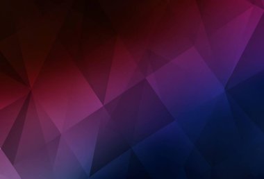 Koyu mavi, kırmızı vektör çokgen arkaplan. Çokgen soyut çizim ve gradyan. Dizaynınız için üçgen desen.