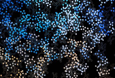 Koyu mavi, yapay zeka yapısına sahip sarı vektör şablonu. Soyut şablondaki yapay zeka şekilleriyle parlayan illüstrasyon. Siber yeniliklerin tasviri için tasarım.