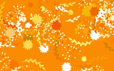 Açık Turuncu vektör, çiçekli, güllü doğal arka plan. Beyaz arka planda gradyanı olan çiçekler. Web siteleri ve pankartlar için desenli desen.