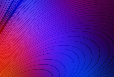 Açık mavi, kıvrımlı çizgileri olan kırmızı vektör arkaplan. Basit bir şekilde yepyeni renkli bir tasvir. Posterler ve afişler için iş tasarımı.