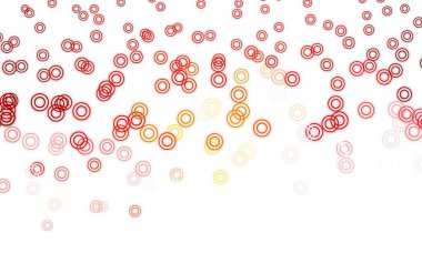 Açık kırmızı, küreli sarı vektör deseni. Parlak renkli soyut çemberlerin olduğu bir resim. Güzel web siteleri için desen.