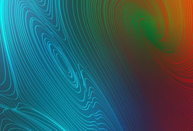 Açık mavi, kıvrımlı çizgileri olan kırmızı vektör arkaplanı. Eğilimli soyut bir çizim. İşiniz için en iyi tasarım.