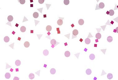 Açık Pembe, sarı vektör arkaplan ve daireler şeklinde çokgen. Daireler, çizgiler, rengarenk eşkenar dörtgenler. Broşürler, broşürler için desen