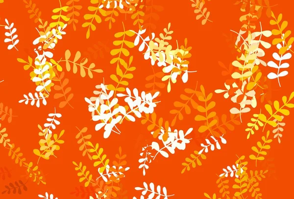 Jasnopomarańczowy Wektor Naturalny Wzór Liśćmi Dekoracyjna Ilustracja Bazgrołami Abstrakcyjnym Szablonie — Wektor stockowy