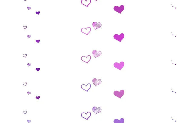 Light Purple Pink Vector Background Shining Hearts Decorative Design Hearts — Stock Vector