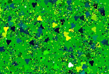 Açık yeşil, Memphis şekilli sarı vektör arkaplan. Soyut tarzda rengarenk gradyan şekilleri olan bir resim. Bir cep telefonu için arka plan.