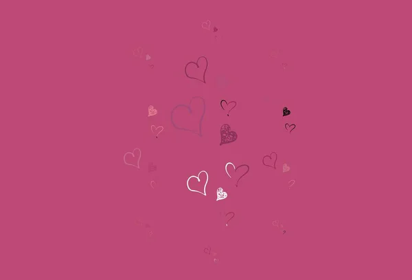 カラフルな心を持つライトピンクのベクトルパターン カラフルなグラデーションの背景に美しい抽象的な心 バレンタインのグリーティングポストカードのテンプレート — ストックベクタ