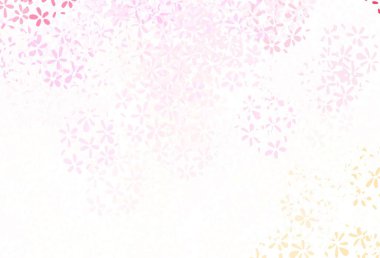 Açık Pembe, yapraklı sarı vektör soyut arkaplan. Yapraklar ve karalamalar ile soyut çizimler. Duvar kağıtları, boyama kitapları için desen.