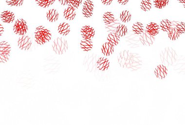 Çemberleri ve eğrileri olan açık pembe vektör arka planı. Daireleri ve çizgileri olan güzel renkli çizimler. Duvar kağıtlarının dokusu için desen.