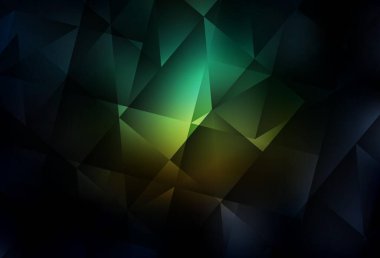 Koyu mavi, yeşil vektör mozaik şablon. Çokgen biçiminde, gradyan ile renkli çizimler. İşiniz için en iyi üçgen tasarım.