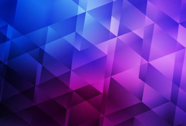 Koyu pembe, mavi vektör eğimli üçgen şablon. Üçgenlerden oluşan parlayan çokgen çizimler. Arkaplanlarınız için desenli desen.