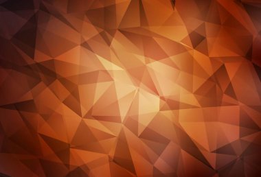 Koyu turuncu vektör üçgen arkaplan. Üçgenlerden oluşan parlayan çokgen çizimler. Web siteniz için çokgen tasarım.