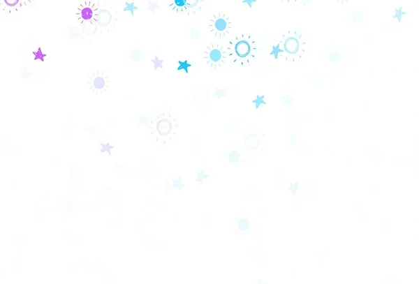 Светло Фиолетовый Розовый Векторный Фон Цветными Звездами Блестками Звезды Солнца — стоковый вектор