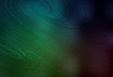 Bükülmüş çizgileri olan koyu yeşil vektör deseni. Basit eğri biçiminde parlak renkli bir illüstrasyon. Tasarımınız için basit şablon.